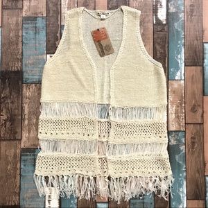 Ruff Hewn Crochet Fringe Sweater Vest